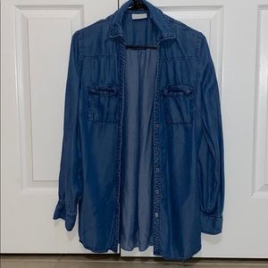 NY & Company denim long sleeve/flowy button up top